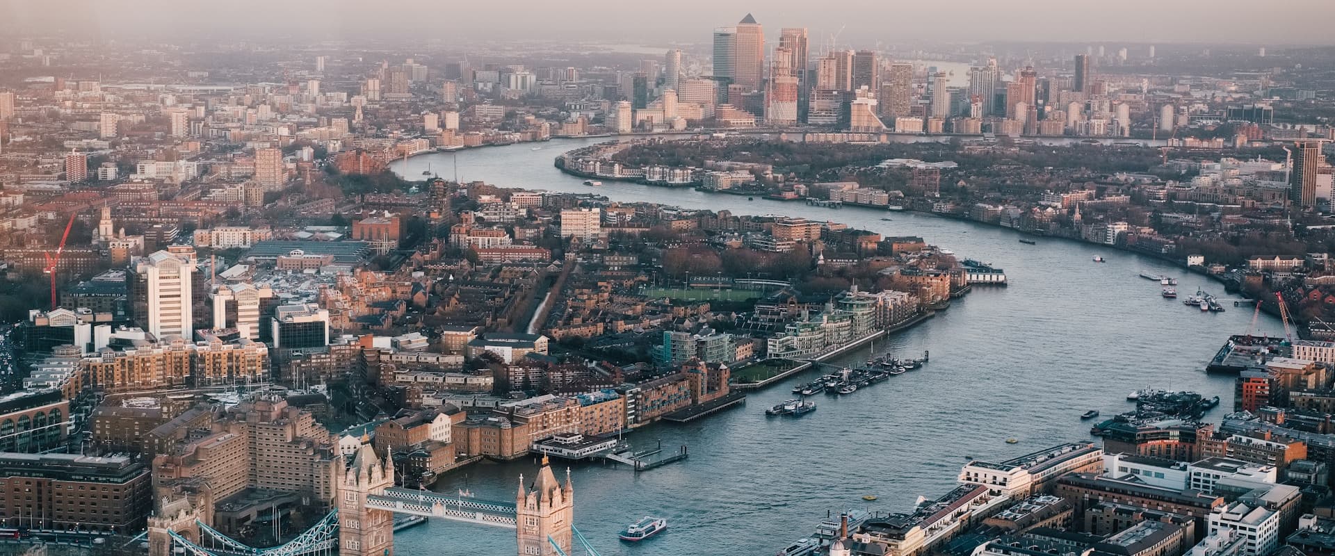 City skyline at dusk