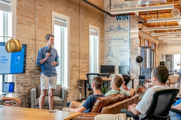 Team collaboration in modern office